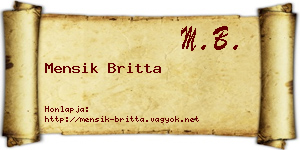 Mensik Britta névjegykártya